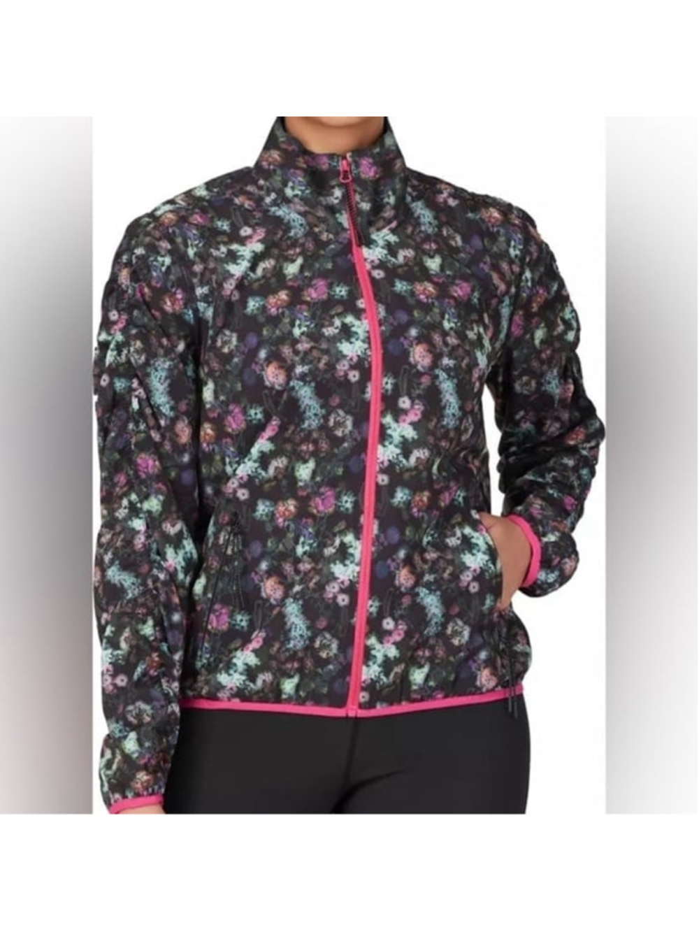 Fila kick serve jacket black floral size m